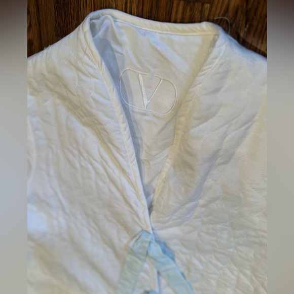 Valentino White Quilted Puffer Luxury Robe with Front Ties Size Large - Picture 3 of 10